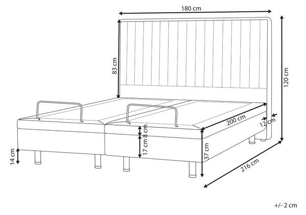 Čalúnená polohovateľná posteľ béžová 180 x 200 cm elektrické nastavenie s diaľkovým ovládaním čalúnený rám postele s čelom