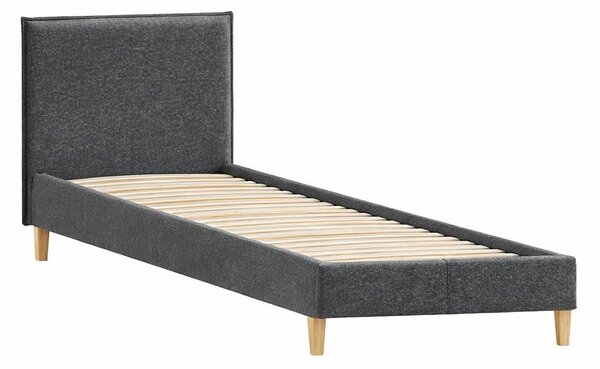 Tmavosivá čalúnená jednolôžková posteľ s roštom 90x200 cm Tina – Ropez