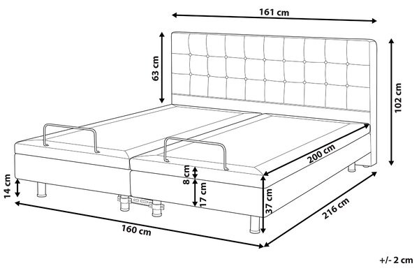 Polohovateľná posteľ béžová čalúnená 160 x 200 cm elektrické nastavenie roštu a opierky hlavy