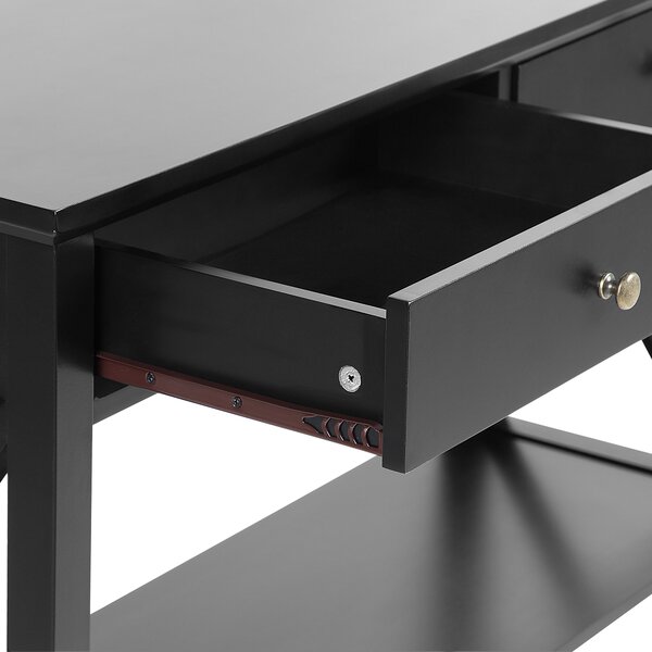 Konzolový stolík čierny MDF 80 cm s 2 zásuvkami nábytok na chodbu retro dizajn