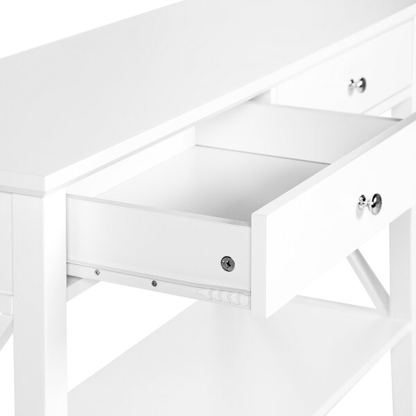 Konzolový stolík biely MDF 80 cm s 2 zásuvkami nábytok na chodbu retro dizajn