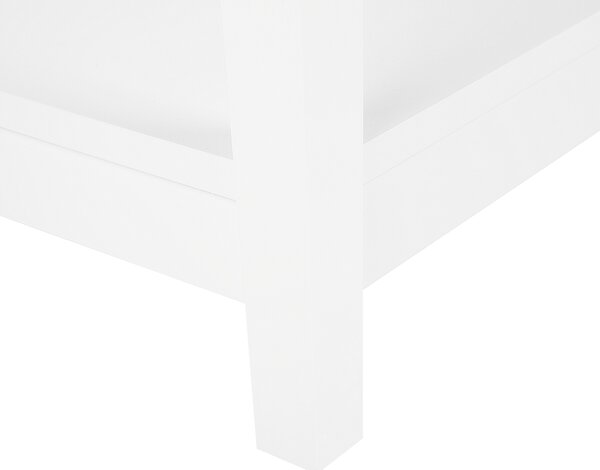 Odkladací stolík biely MDF 60 x 57 x 40 cm sklenená vrchná doska s policou nočný stolík moderný rustikálny štýl obývačka spálňa