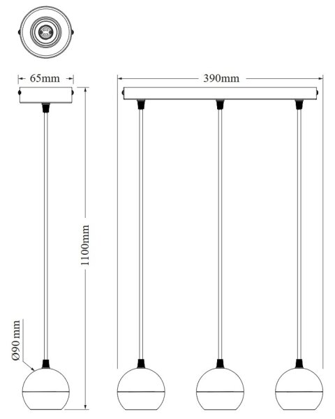 Osram - Závesný luster na lanku SPOT SPHERAL 3xGU10/6W/230V čierna