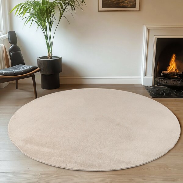 Ayyildiz , Kusový koberec Joy 1400 cream kruh, 120x120 (priemer) kruh, biela, chodba / predsieň