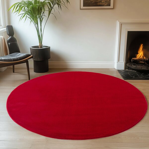 Ayyildiz , Kusový koberec Joy 1400 red kruh, 80x80 (priemer) kruh, červená, chodba / predsieň