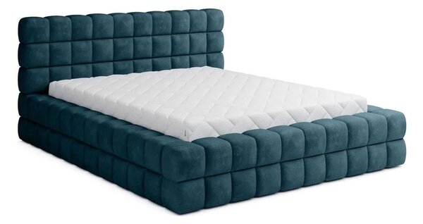 Modrá čalúnená dvojlôžková posteľ s úložným priestorom s roštom 140x200 cm Dizzle – ELTAP