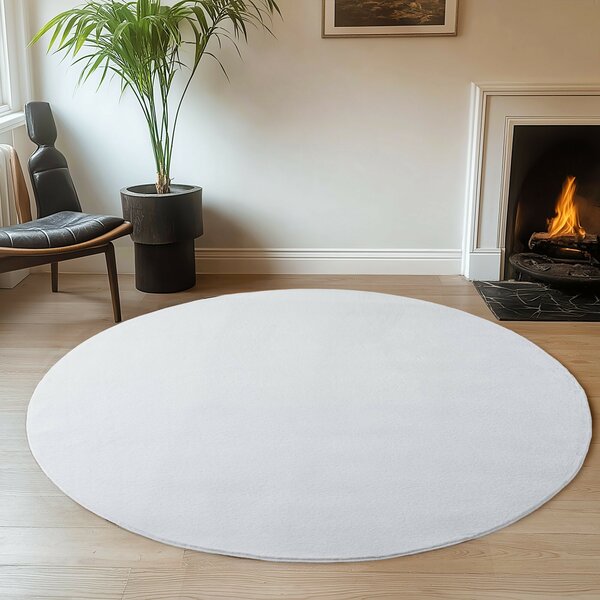 Ayyildiz , Kusový koberec Joy 1400 white kruh, 80x80 (priemer) kruh, biela, chodba / predsieň