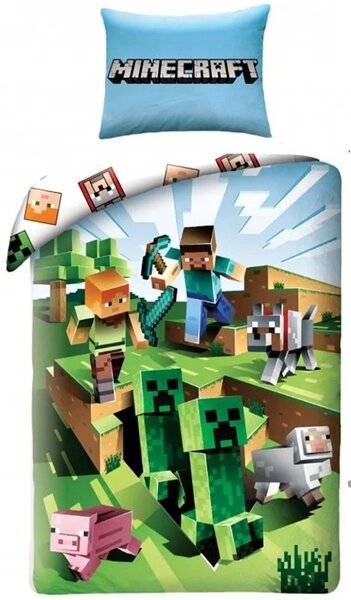 Bavlnené posteľné obliečky Minecraft - motív Farma- 100% bavlna - 70 x 90 cm + 140 x 200 cm