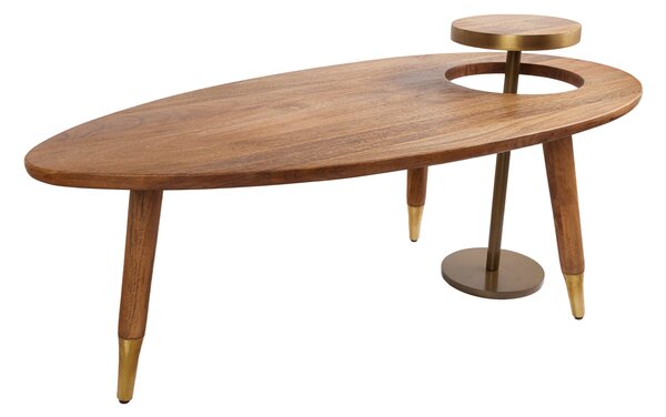 Konferenčný stolík GATSBY 110cm retro štýl mango hnedý zlatý