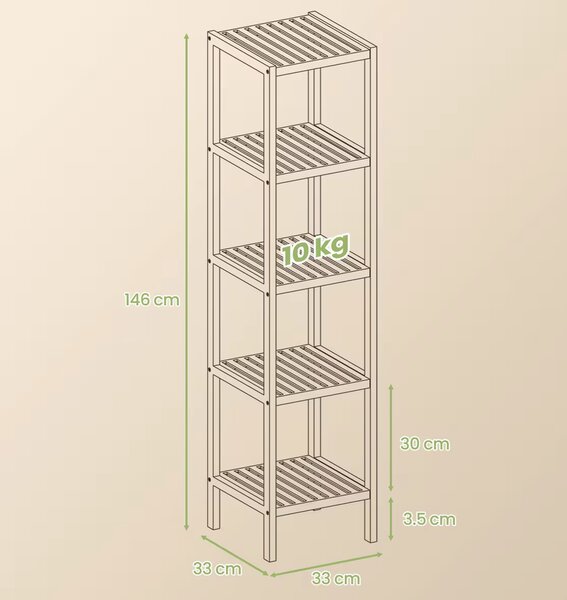 SONGMICS Bambusový kúpeľňový regál Koli hnedý
