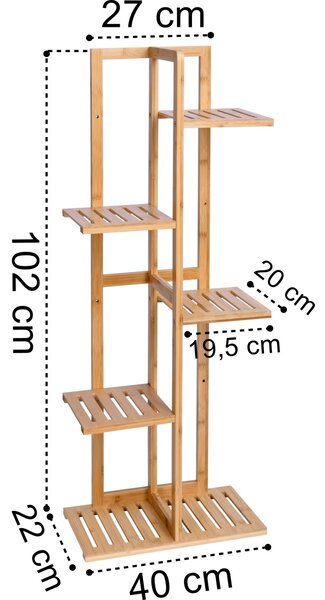 TZB Bambusový stojan na kvety GUTREN hnedý