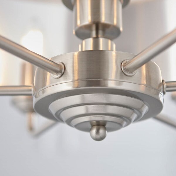 Endon 94357 - Luster na reťazi HIGHCLERE 6xE14/40W/230V béžový/matný chróm