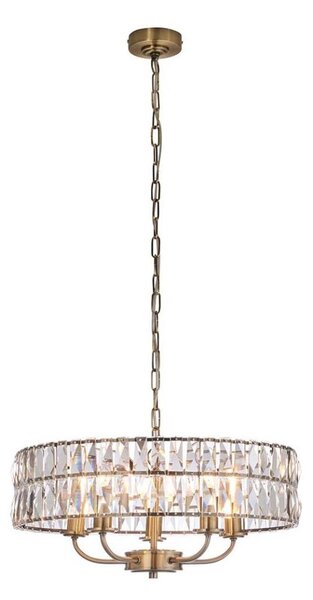 Endon 106244 - Luster na reťazi CLIFTON 5xE14/6W/230V mosadz/číre sklo