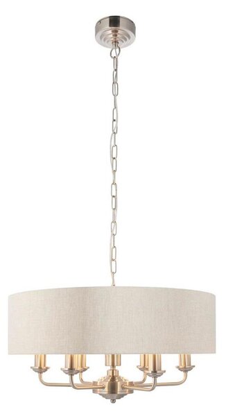 Endon 94357 - Luster na reťazi HIGHCLERE 6xE14/40W/230V béžový/matný chróm