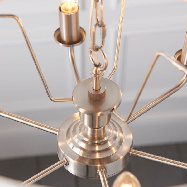 Endon 94357 - Luster na reťazi HIGHCLERE 6xE14/40W/230V béžový/matný chróm