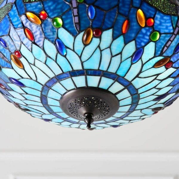 Endon 64075 - Luster na reťazi Tiffany DRAGONFLY 3xE27/60W/230V pr. 41 cm