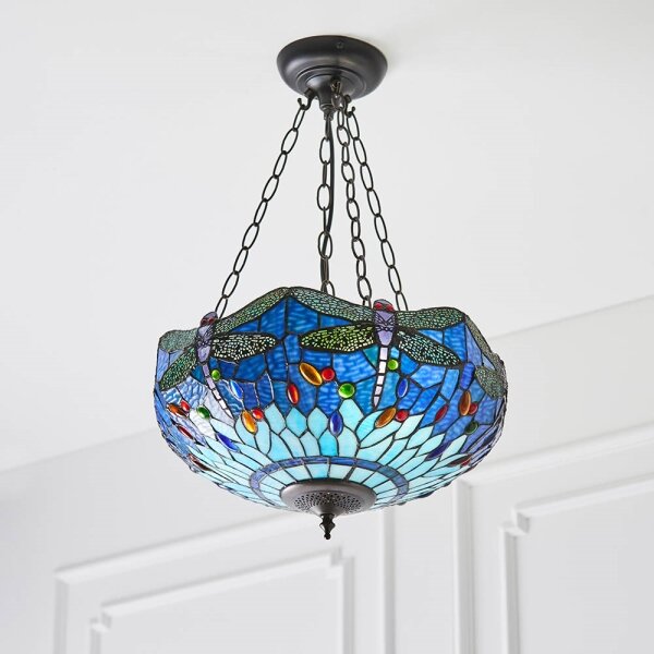 Endon 64075 - Luster na reťazi Tiffany DRAGONFLY 3xE27/60W/230V pr. 41 cm