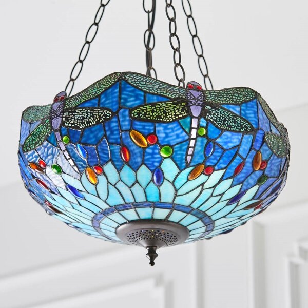 Endon 64075 - Luster na reťazi Tiffany DRAGONFLY 3xE27/60W/230V pr. 41 cm