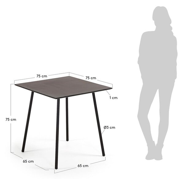 Čierny stôl Kave Home Ulrich, 75 x 75 cm
