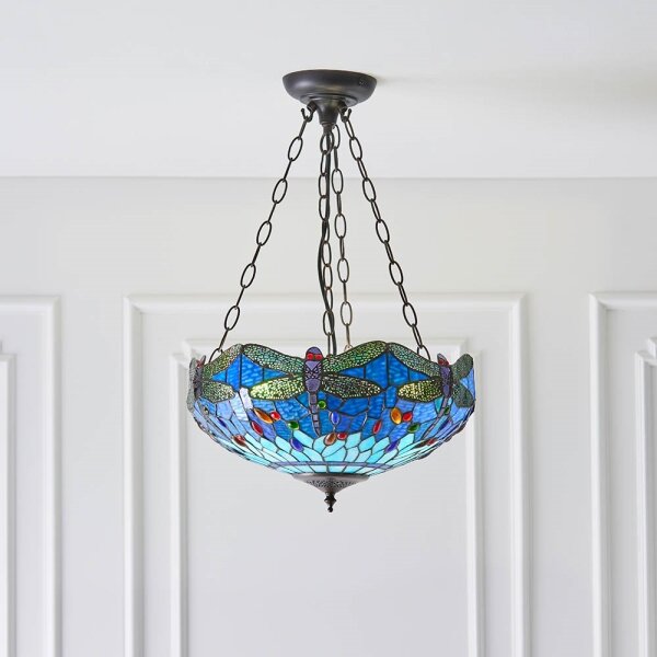 Endon 64075 - Luster na reťazi Tiffany DRAGONFLY 3xE27/60W/230V pr. 41 cm