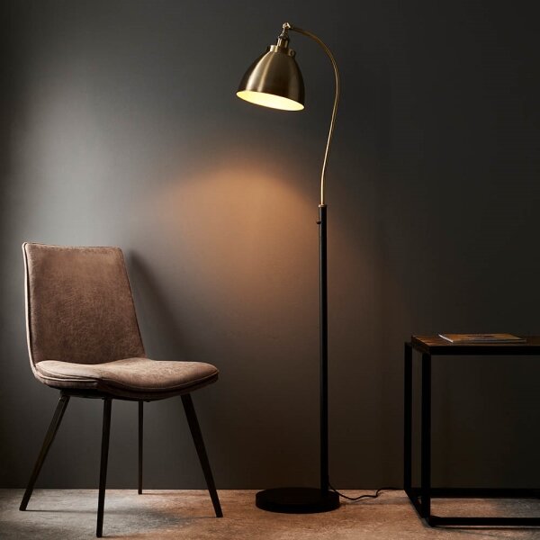 Endon 98748 - Stojacia lampa FRANKLIN 1xE27/10W/230V mosadz/čierna
