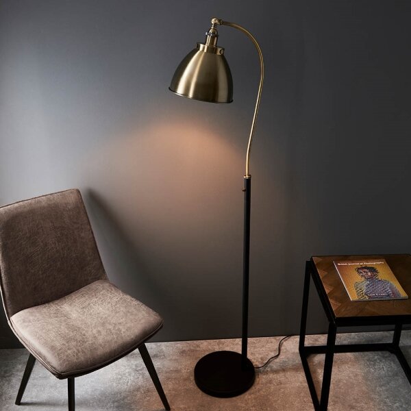 Endon 98748 - Stojacia lampa FRANKLIN 1xE27/10W/230V mosadz/čierna