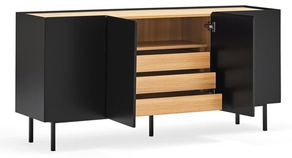 Čierna nízka komoda v dekore duba 165x78 cm Arista – Teulat