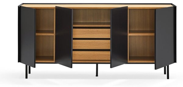 Čierna nízka komoda v dekore duba 165x78 cm Arista – Teulat
