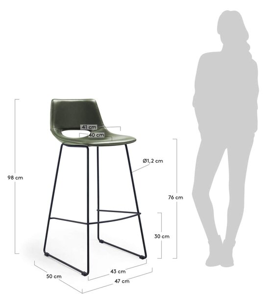 MUZZA Barová stolička mira 76 cm zelená