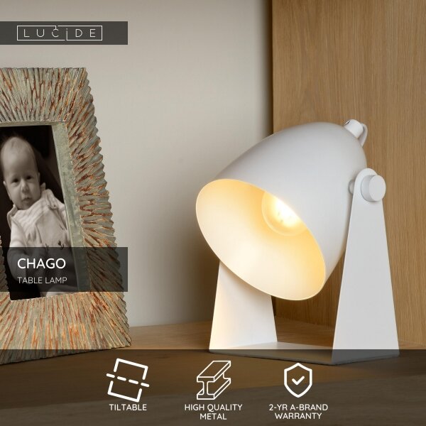 Lucide 45564/01/31 - Stolná lampa CHAGO 1xE14/40W/230V biela