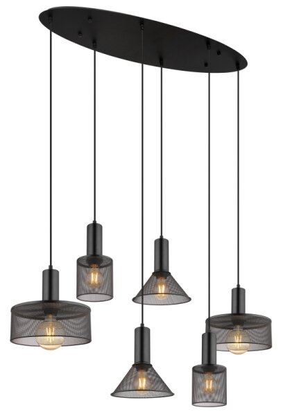 Globo 15648-6H - Luster na lanku JEDD 6xE27/60W/230V čierna