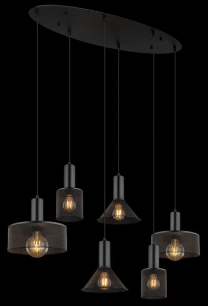 Globo 15648-6H - Luster na lanku JEDD 6xE27/60W/230V čierna