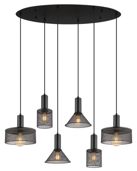Globo 15648-6H - Luster na lanku JEDD 6xE27/60W/230V čierna
