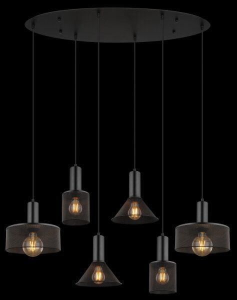 Globo 15648-6H - Luster na lanku JEDD 6xE27/60W/230V čierna