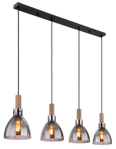 Globo 15550-4H - Luster na lanku MATTEA 4xE27/6W/230V čierna/dymová