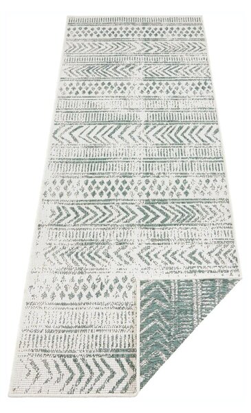 Zeleno-krémový vonkajší koberec NORTHRUGS Biri, 80 x 350 cm