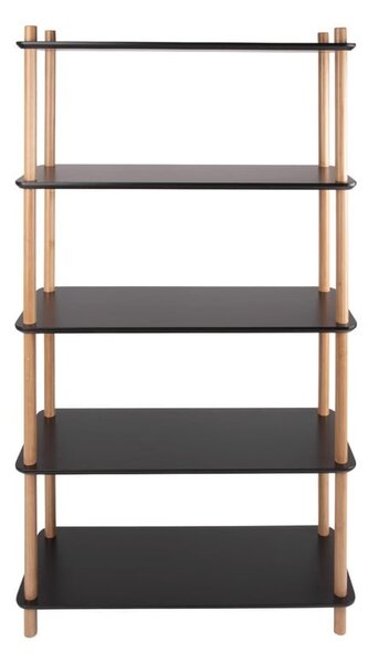 Čierny regál s bambusovými nohami Leitmotiv Cabinet Simplicity