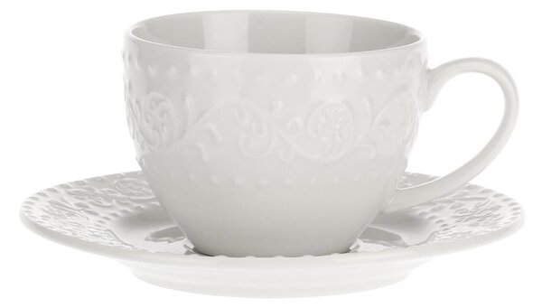Porcelánová šálka s uškom a podšálkou Snehová búrka