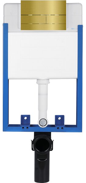 CERANO - Kompletná WC súprava Profi/Cronus Standard - biela lesklá - WC tlačidlo Line/zlatá - na zamurovanie - 59,3x38,4 cm