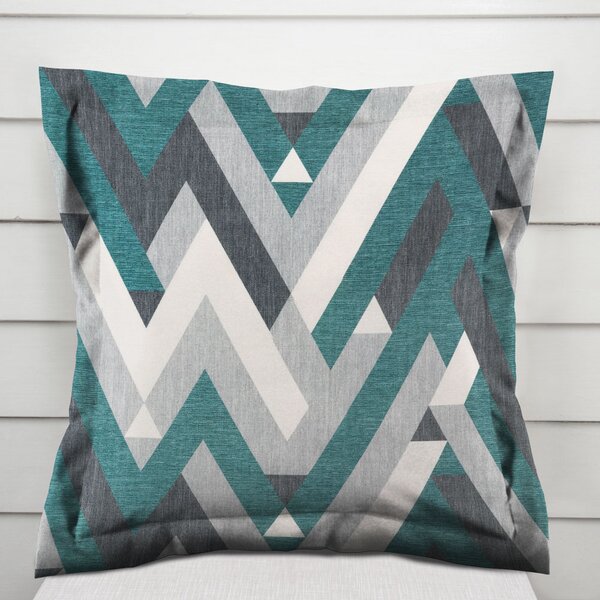 Biante Zamatová obliečka na vankúš s lemom Tamara TMR-026 Zeleno-sivý designový cik-cak 30 x 50 cm