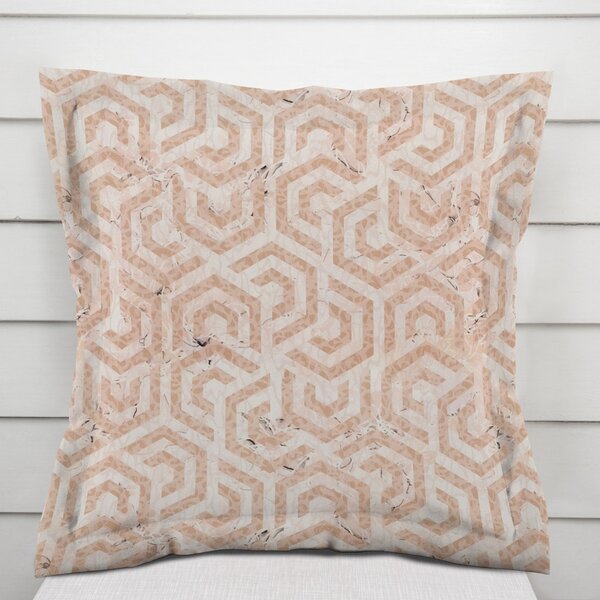 Biante Zamatová obliečka na vankúš s lemom Tamara TMR-029 Ružovobéžové hexagony s čiernym žíhaním 30 x 50 cm
