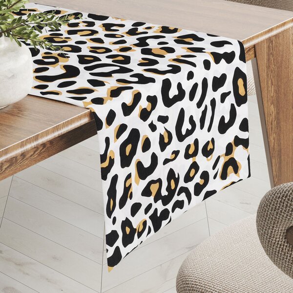 Biante Bavlnený behúň na stôl Sandra SA-409 Leopardí vzor na bielom 20x120 cm