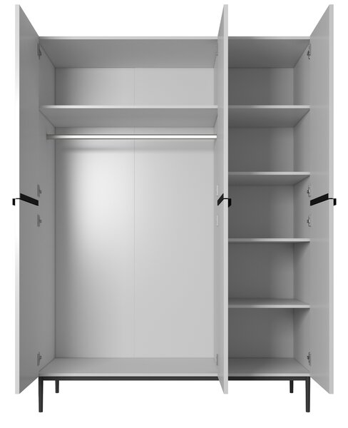 Skriňa Nicole 150 cm na nožičkách - biely mat / čierna