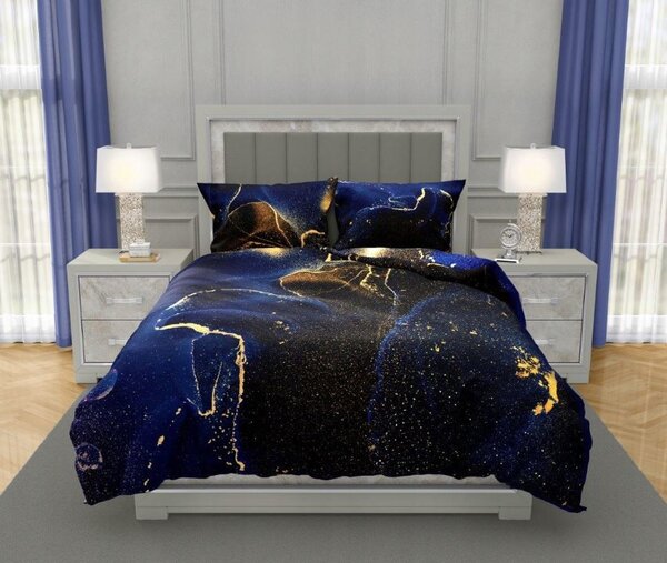 Faro Bavlnené saténové obliečky NOBILE 015 140x200 cm + 70x90 cm tmavomodré