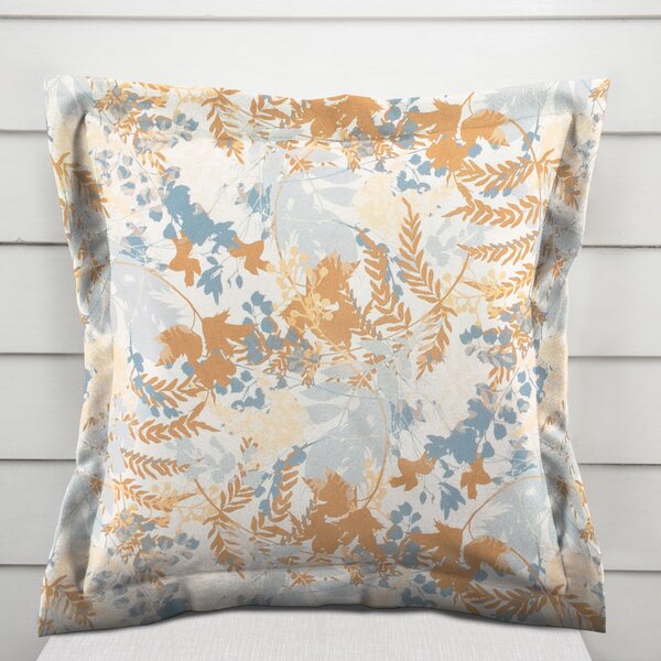 Biante Zamatová obliečka na vankúš s lemom Tamara TMR-043 Hnedo-modré designové rastliny 30 x 50 cm