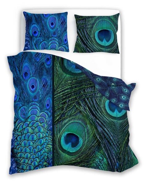 Faro Bavlnené saténové obliečky NOBILE 007 140x200 cm + 70x90 cm modré/zelené