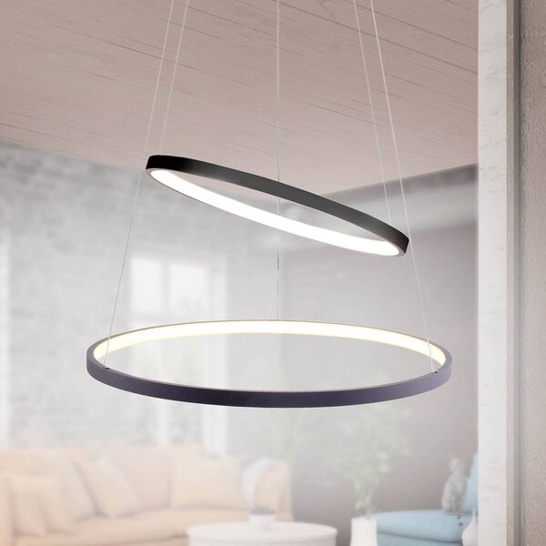 Závesné svietidlo Circle LED, antracitová farba, dvojsvetelná verzia