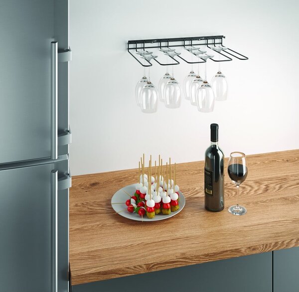Čierny nástenný držiak pohárov na víno Metaltex Wine Glass