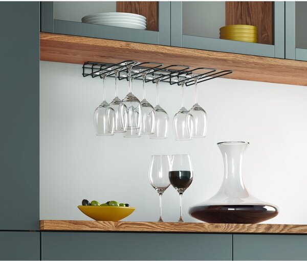 Čierny nástenný držiak pohárov na víno Metaltex Wine Glass
