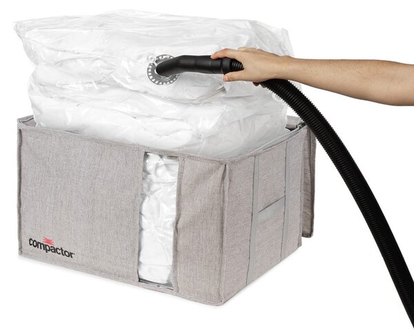 Sivý kompresný úložný box Compactor Oxford, 210 l